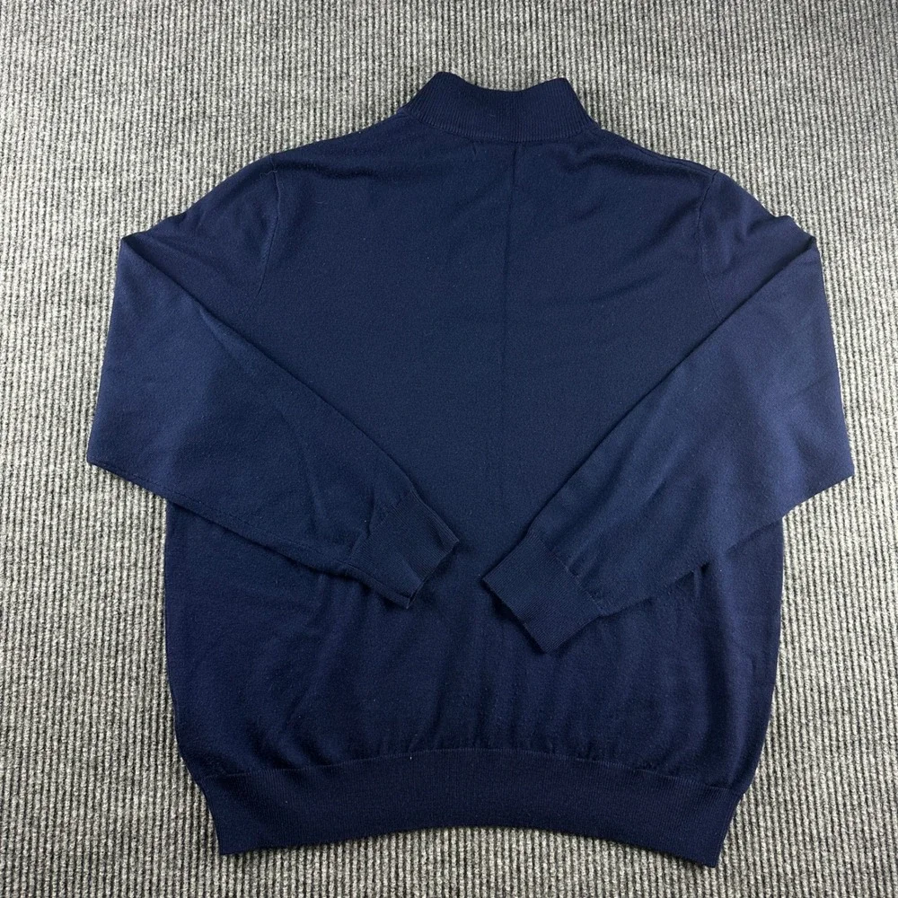 Polo Golf Ralph Lauren Mens XL Navy Blue 100% Merino Wool Quarter Zip Sweater